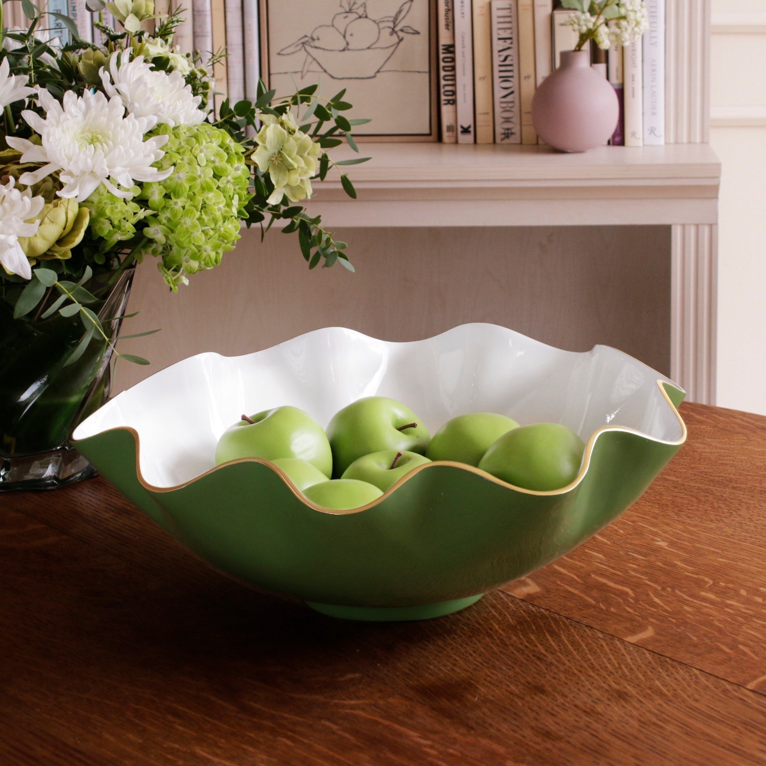 Beatriz Ball ENCANTO Carola Extra Large Bowl Leaf Green and White