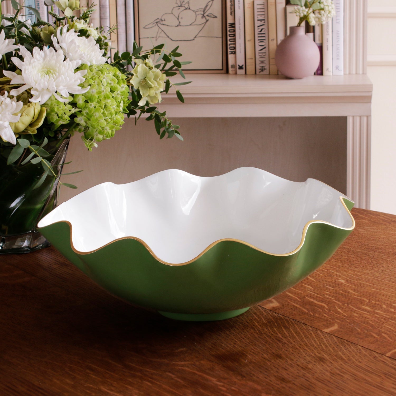 Beatriz Ball ENCANTO Carola Extra Large Bowl Leaf Green and White