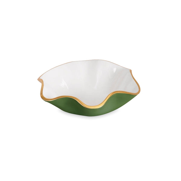 Beatriz Ball ENCANTO Carola Small Round Bowl Leaf Green and White