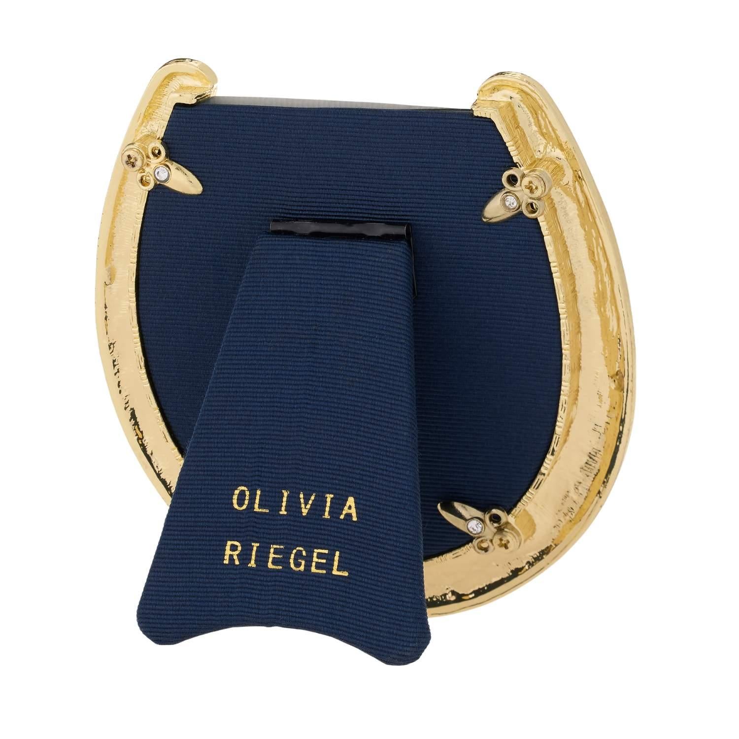 Olivia Riegel Gold Horseshoe Frame with Capri Blue Stones Blue