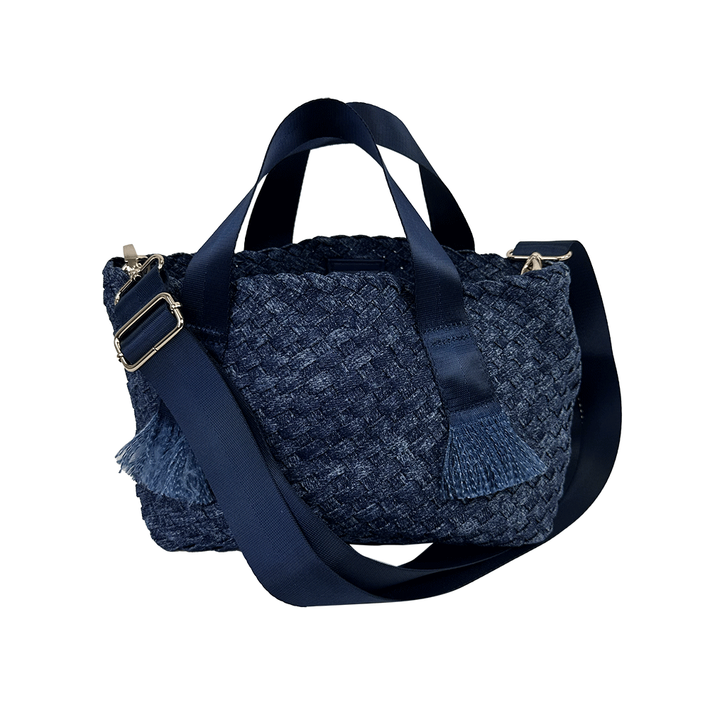 Ahdorned Darcy Woven Denim Tote w/ Self Handles w/ Crossbody Strap Assorted