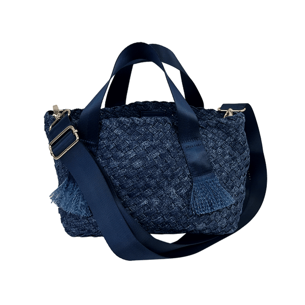 Ahdorned Darcy Woven Denim Tote w/ Self Handles w/ Crossbody Strap Assorted