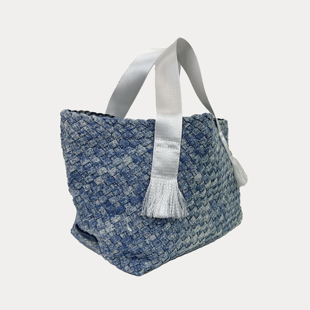 Ahdorned Daria Large Woven Denim Tote w/ Contrast Handles w/ Crossbody Strap Assorted