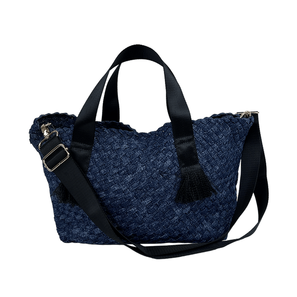 Ahdorned Daria Large Woven Denim Tote w/ Contrast Handles w/ Crossbody Strap Assorted