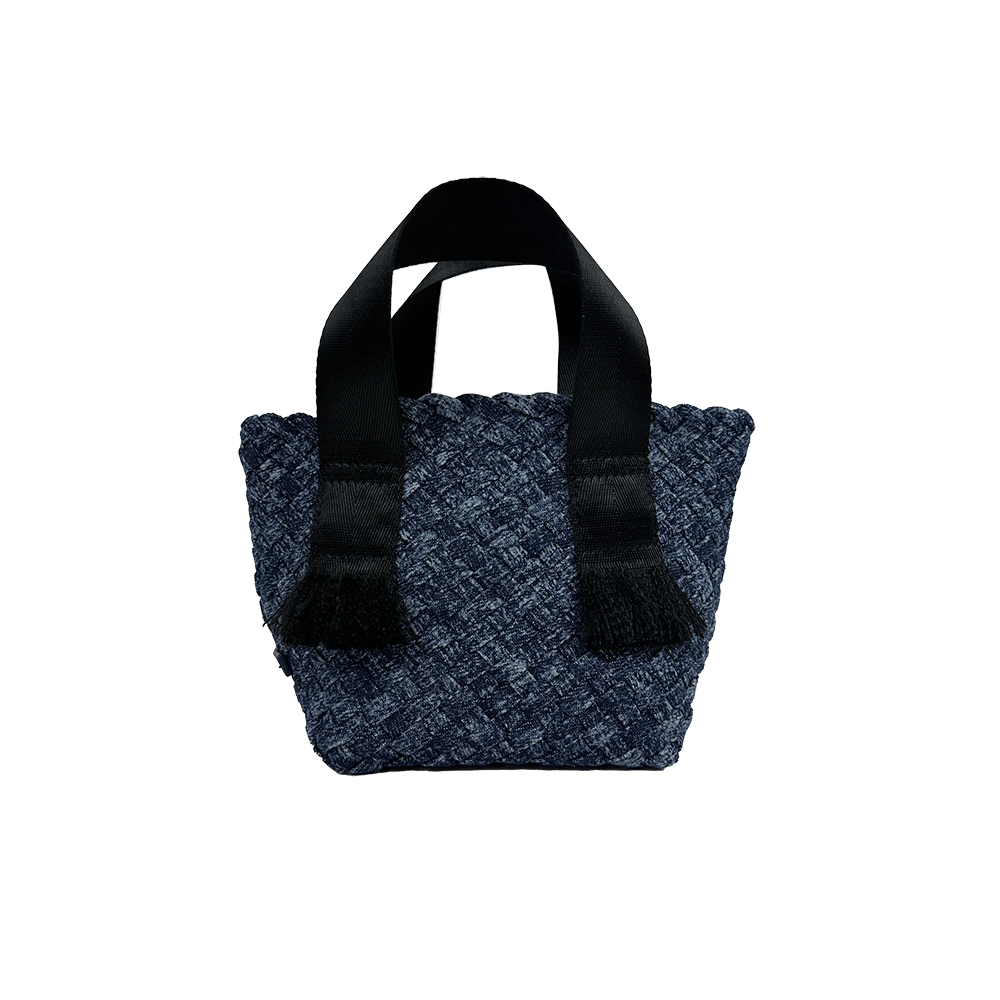 Ahdorned Dora Small Woven Denim Tote w/ Crossbody Strap