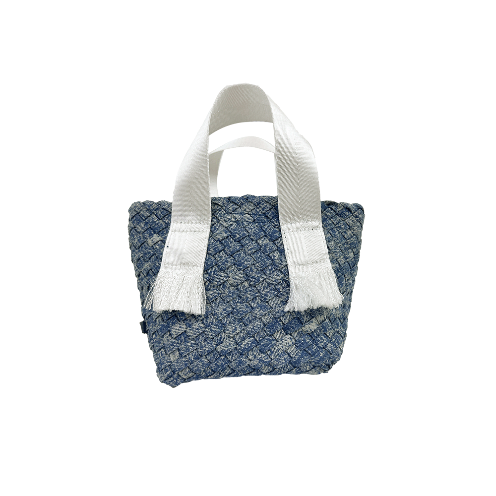 Ahdorned Dora Small Woven Denim Tote w/ Crossbody Strap