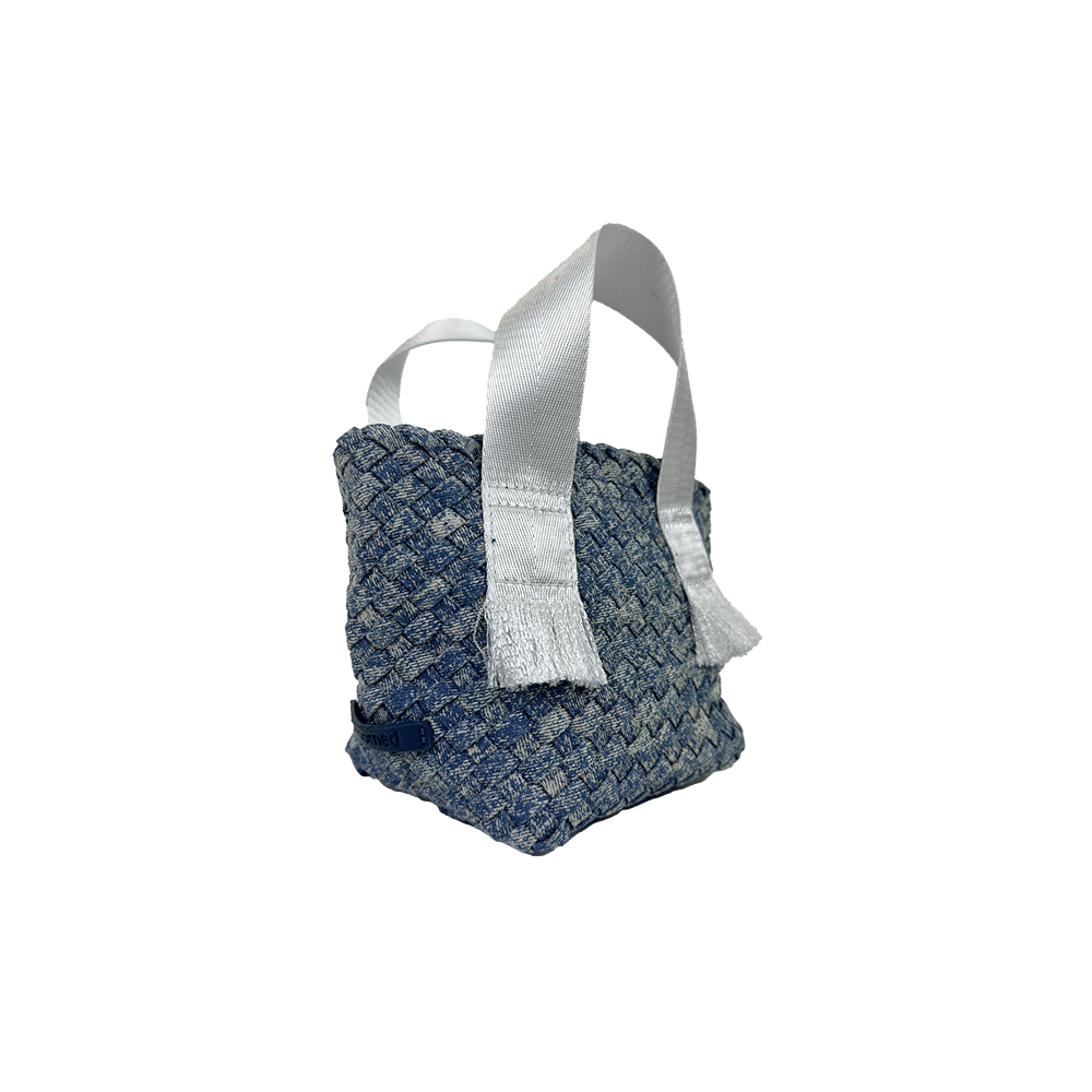 Ahdorned Dora Small Woven Denim Tote w/ Crossbody Strap