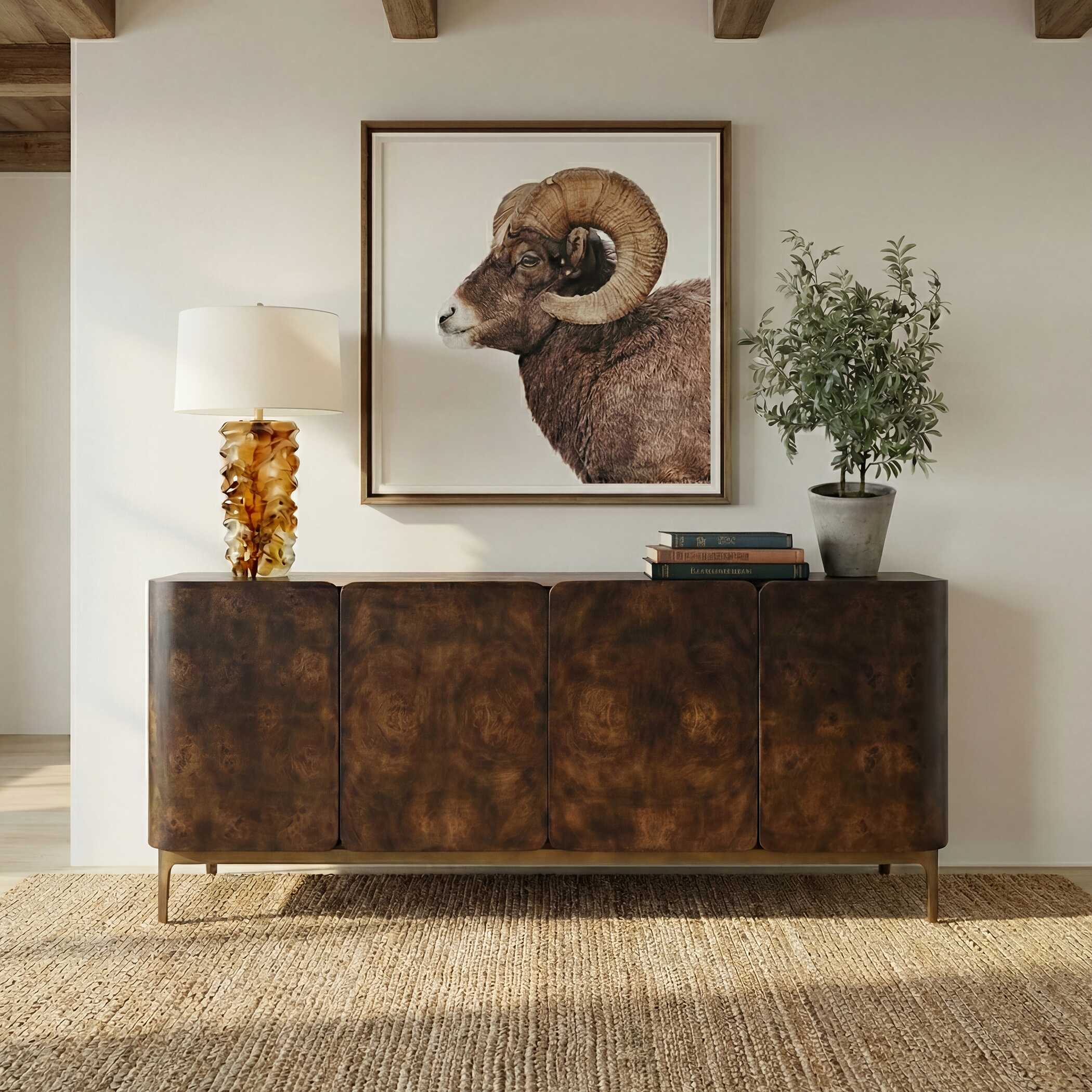 Uttermost Melbourne Mappa Burl 4 Door Cabinet