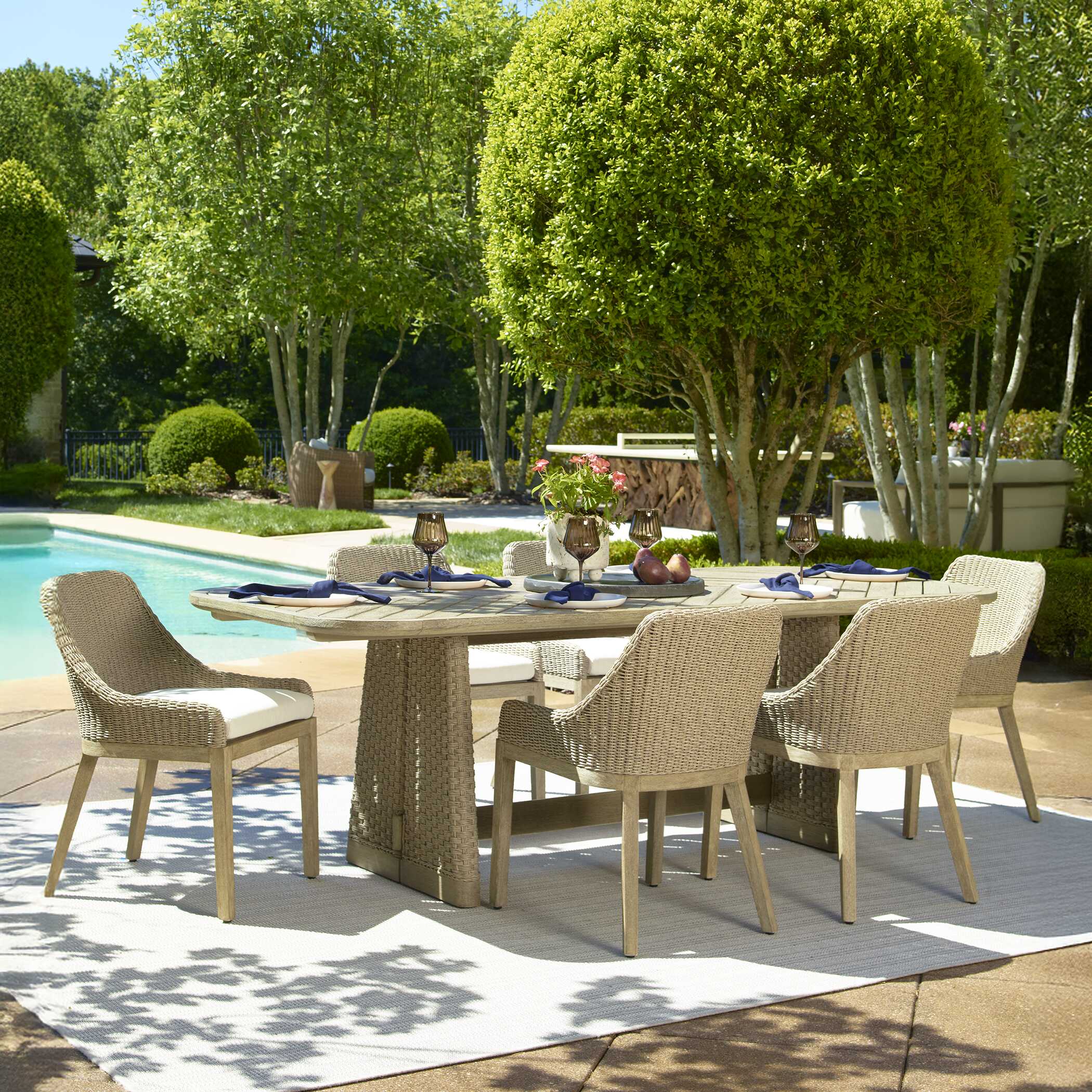Uttermost Harbor Herringbone Indoor-Outdoor Dining Table