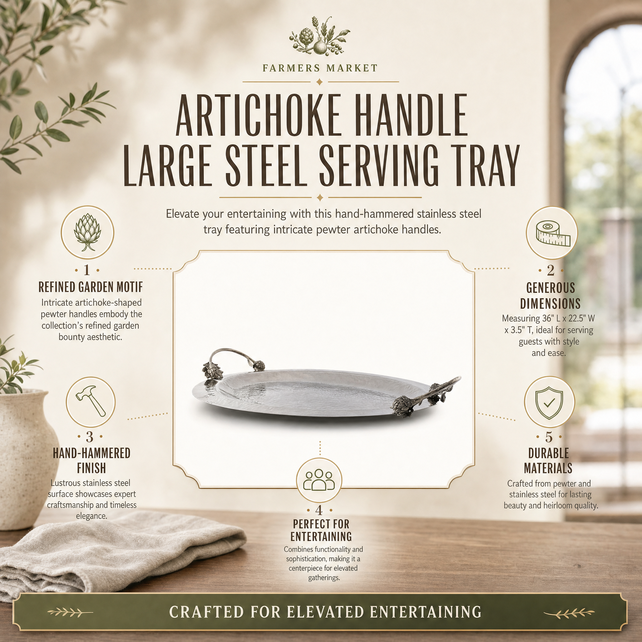 Vagabond House Steel Tray Large - Artichoke