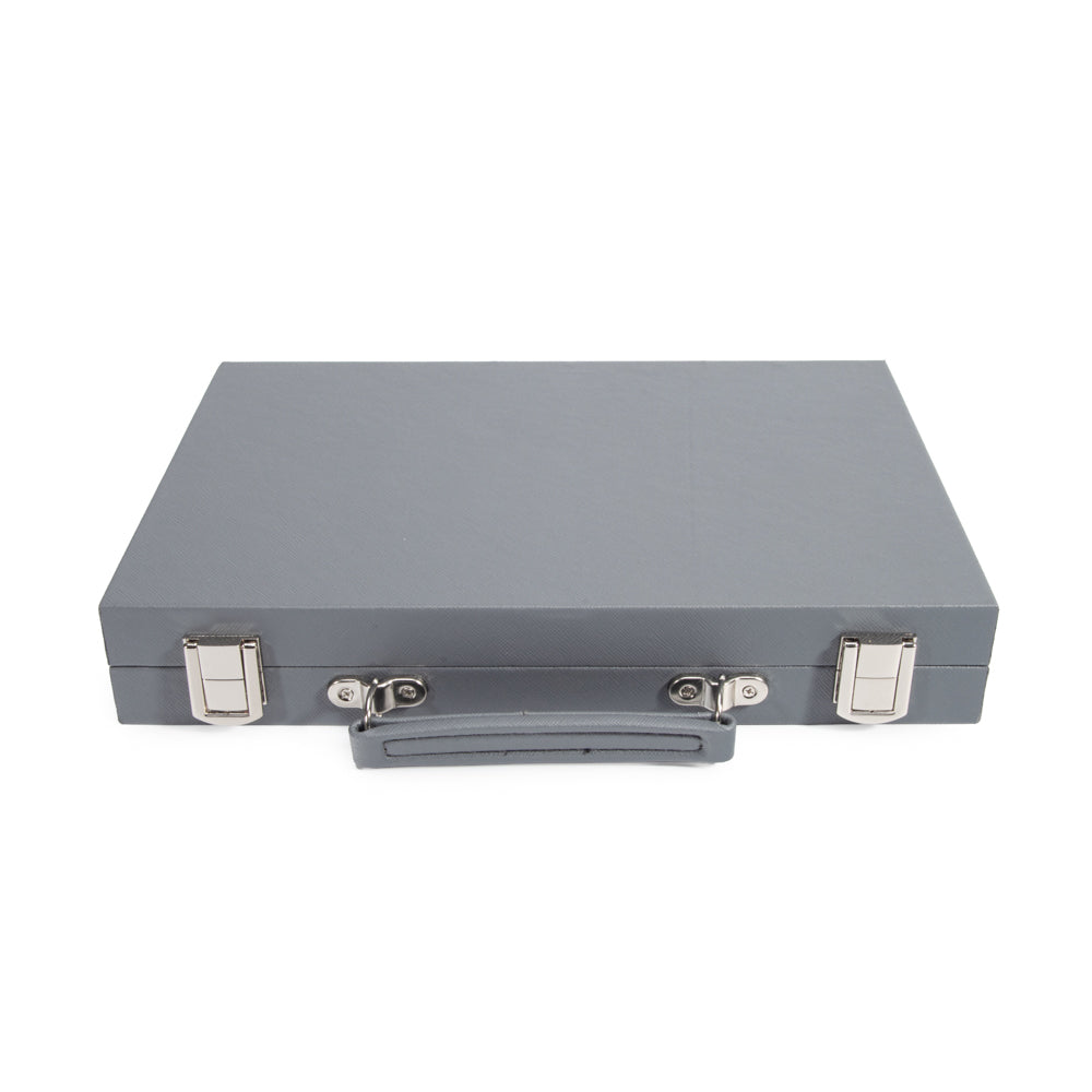 Mini Travel Backgammon Steel Grey