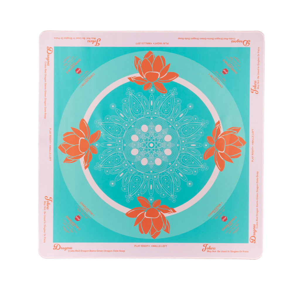 Lotus Mahjong Mat Teal