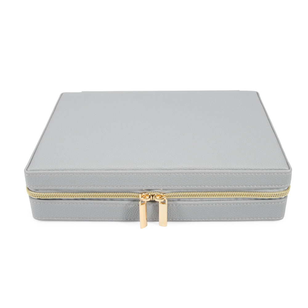 Leah Large Travel Jewelry Case Light Grey