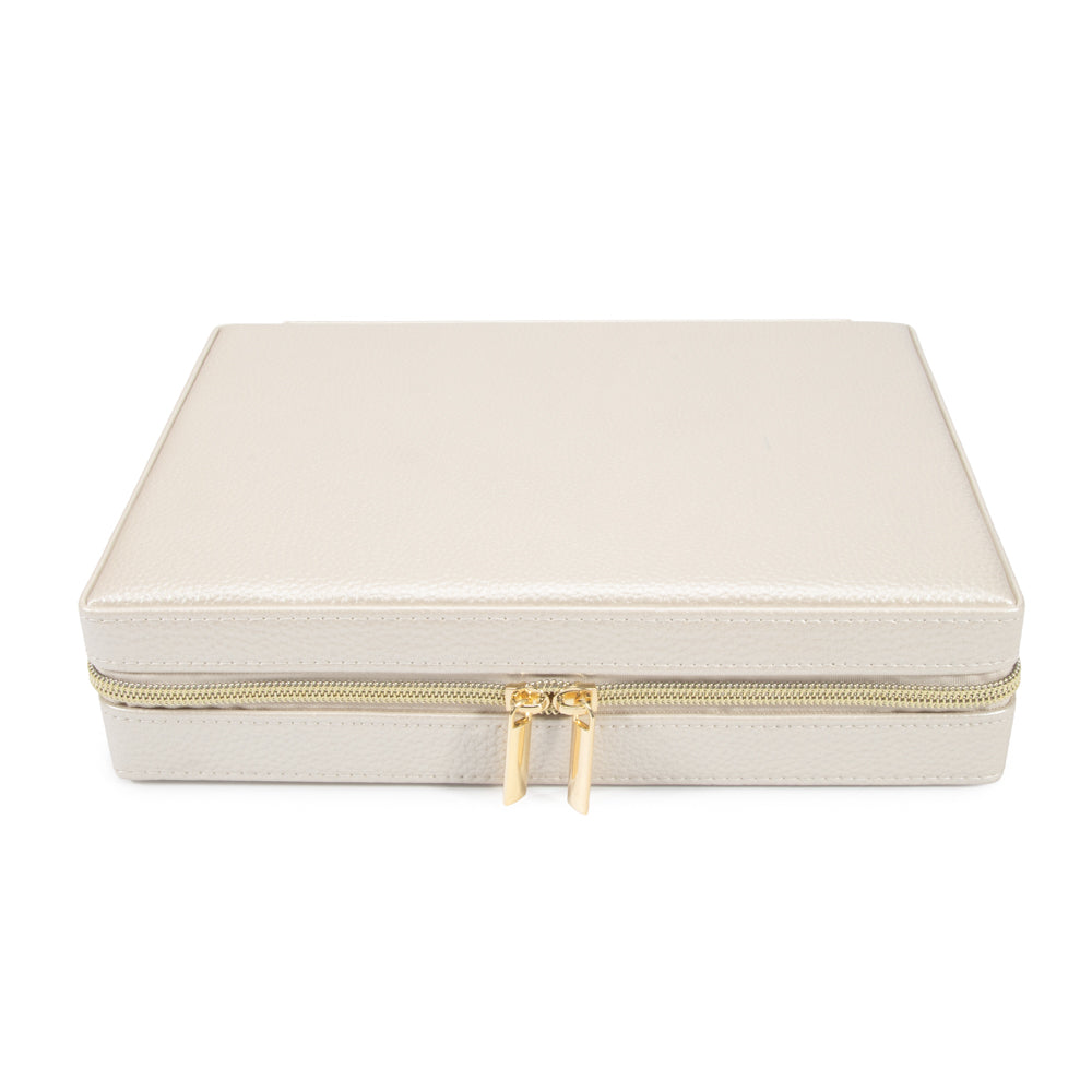 Leah Large Travel Jewelry Case Pearl White