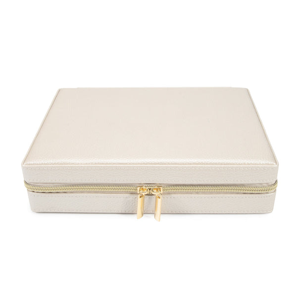 Leah Large Travel Jewelry Case Pearl White