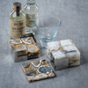 Crete Agate Coasters on Alloy Tray - Set of 4 - Taupe / White