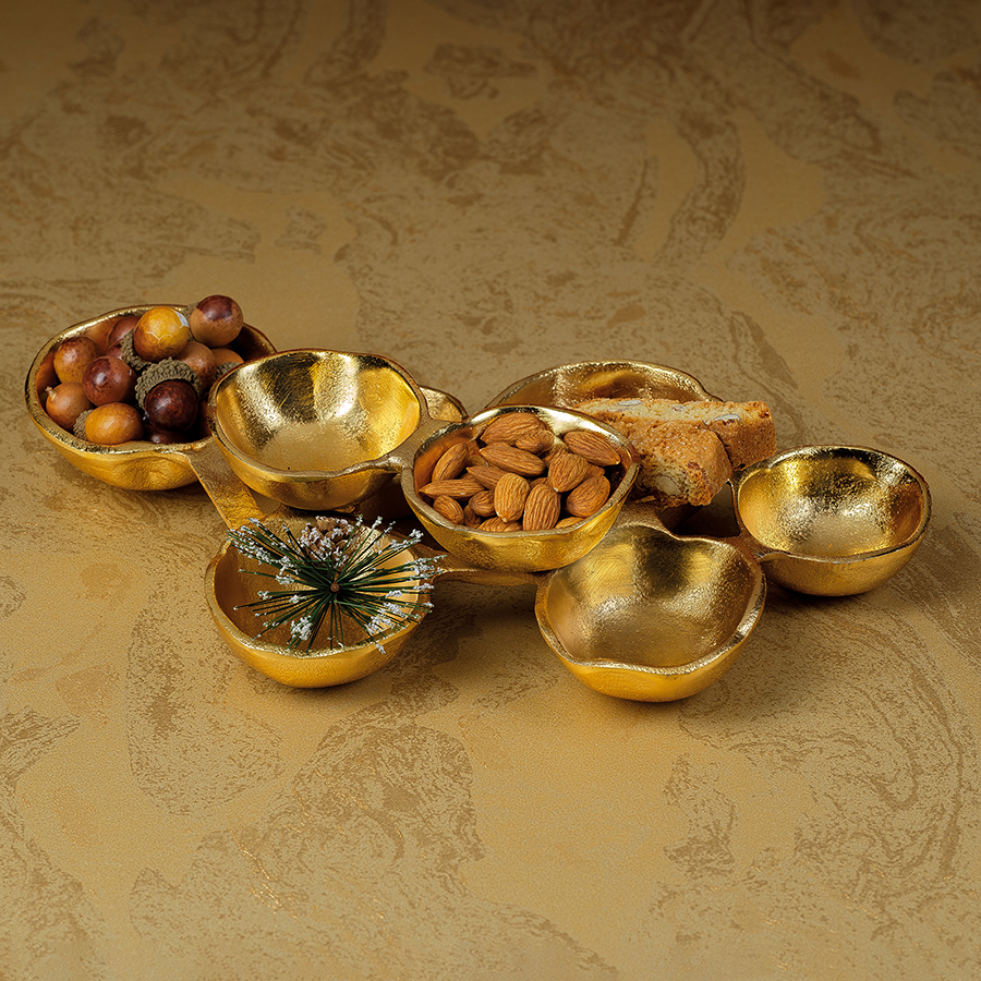 Small Cluster of 8 Serving Bowls- Gold