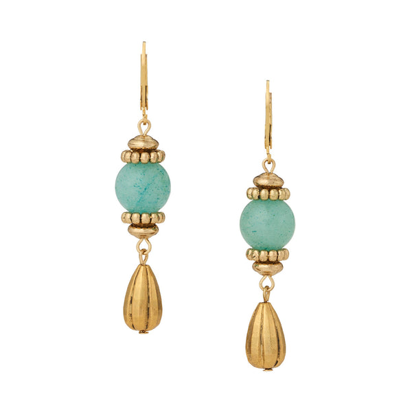 Olivia Riegel Gold Teardrop Earrings Aventurine