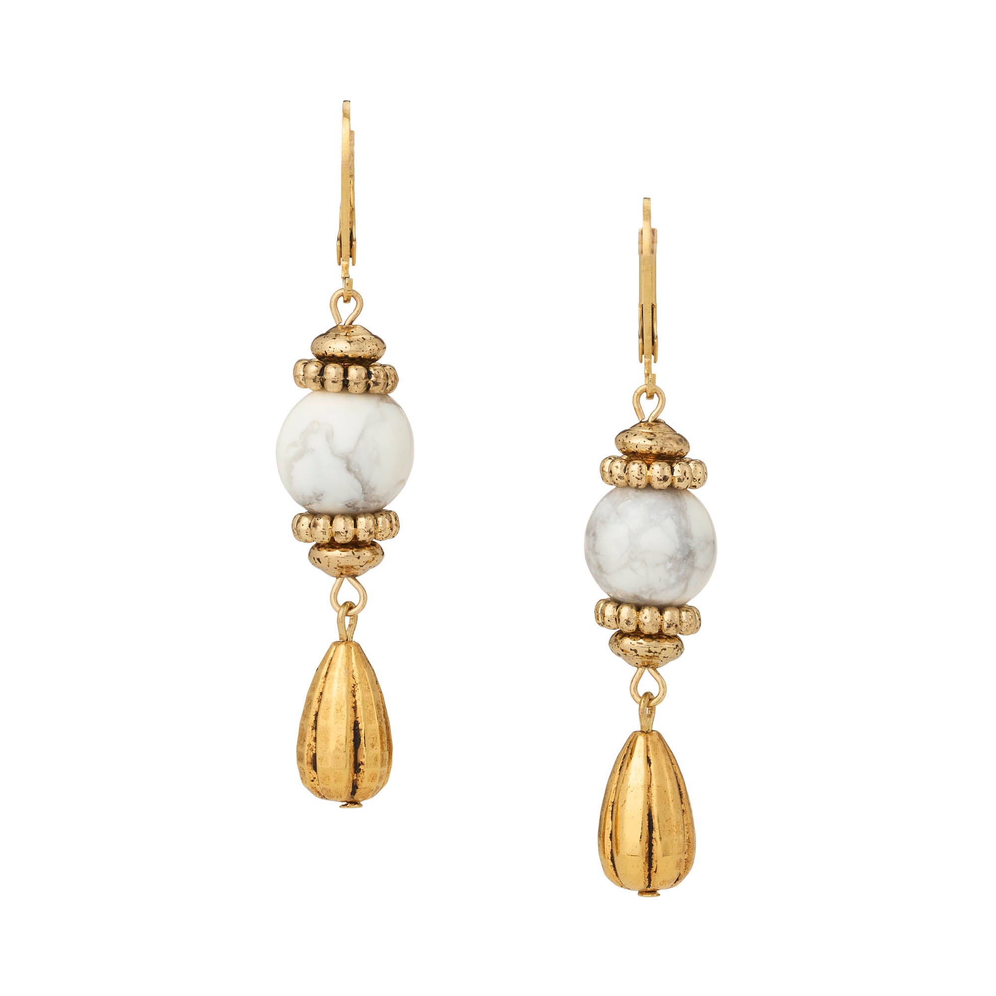 Olivia Riegel Gold Teardrop Earrings Howlite