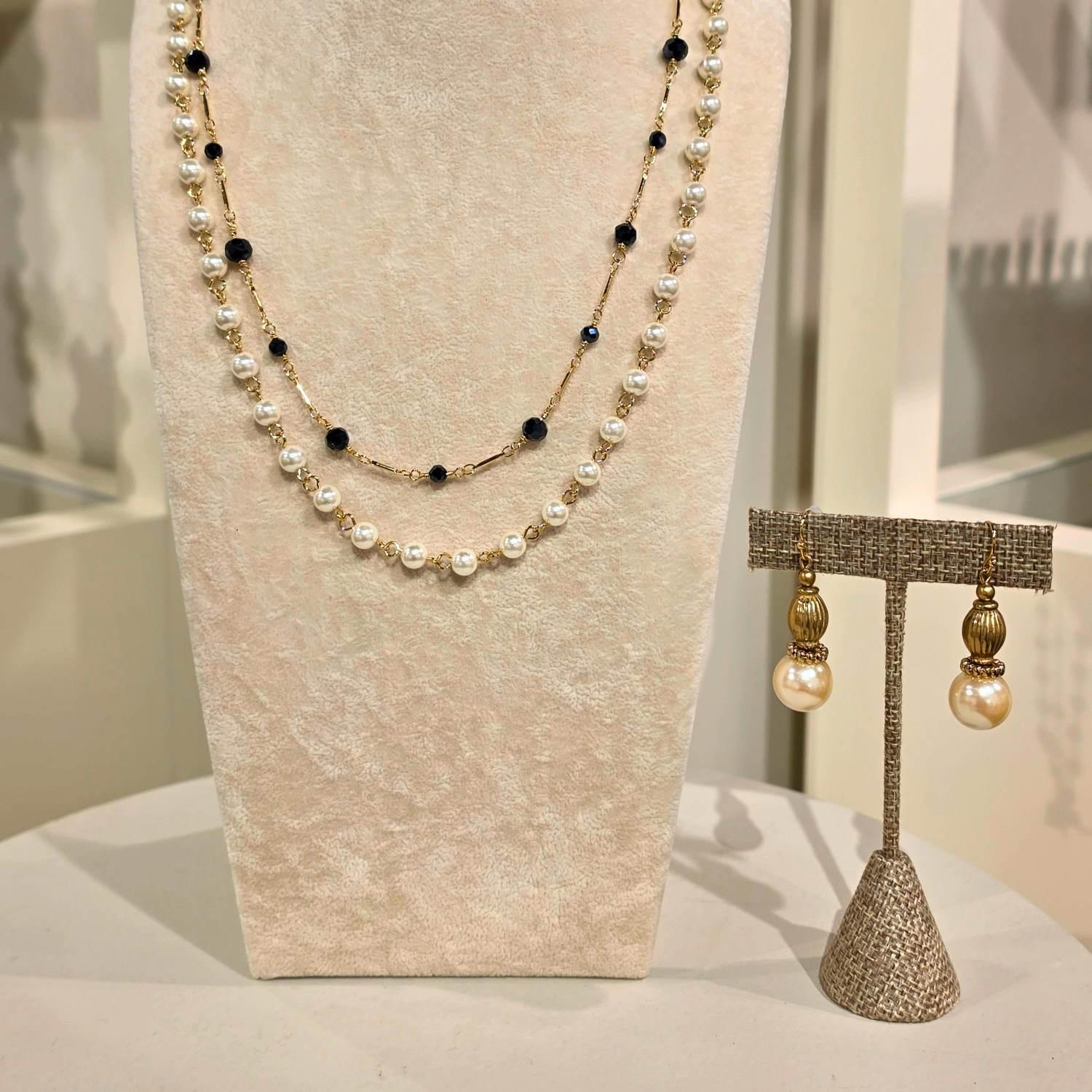 Olivia Riegel Glass Pearl & Hematite Double Strand Necklace