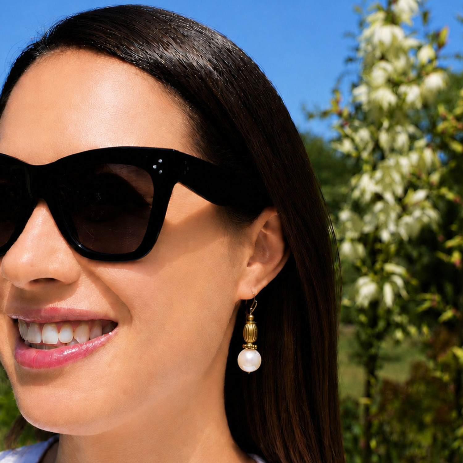 Olivia Riegel Faux Pearl & Bead Drop Earrings Gold