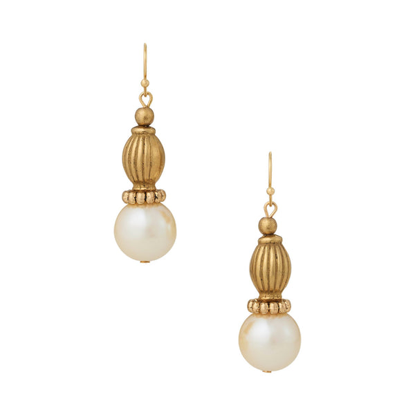 Olivia Riegel Faux Pearl & Bead Drop Earrings Gold