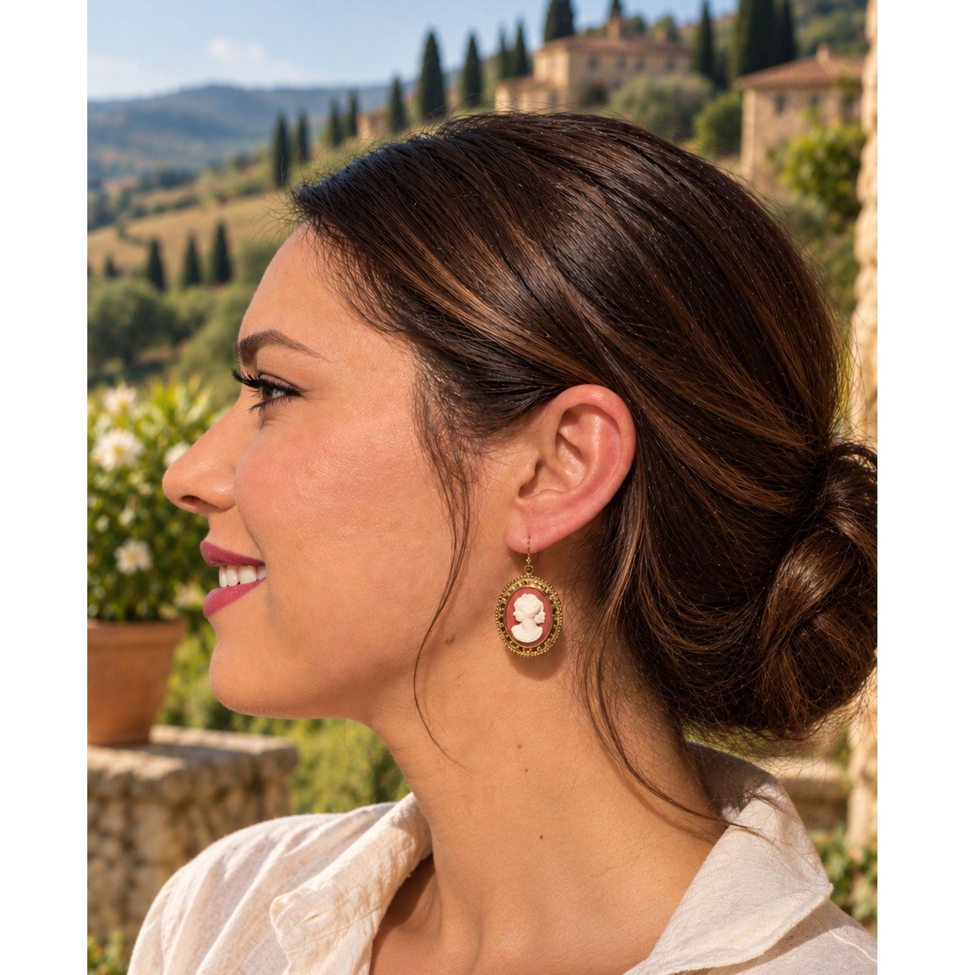 Olivia Riegel Carnelian Cameo Wire Earrings