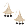 Olivia Riegel Gold Fan with Jet Bead Drop Wire Earrings