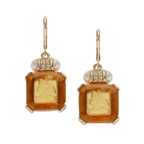Olivia Riegel Square Topaz with Pearls Leverback Drop Earrings