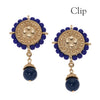 Olivia Riegel Gold Medallion with Lapis Clip Earrings
