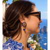 Olivia Riegel Gold Medallion with Lapis Clip Earrings