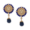 Olivia Riegel Gold Medallion with Lapis Clip Earrings