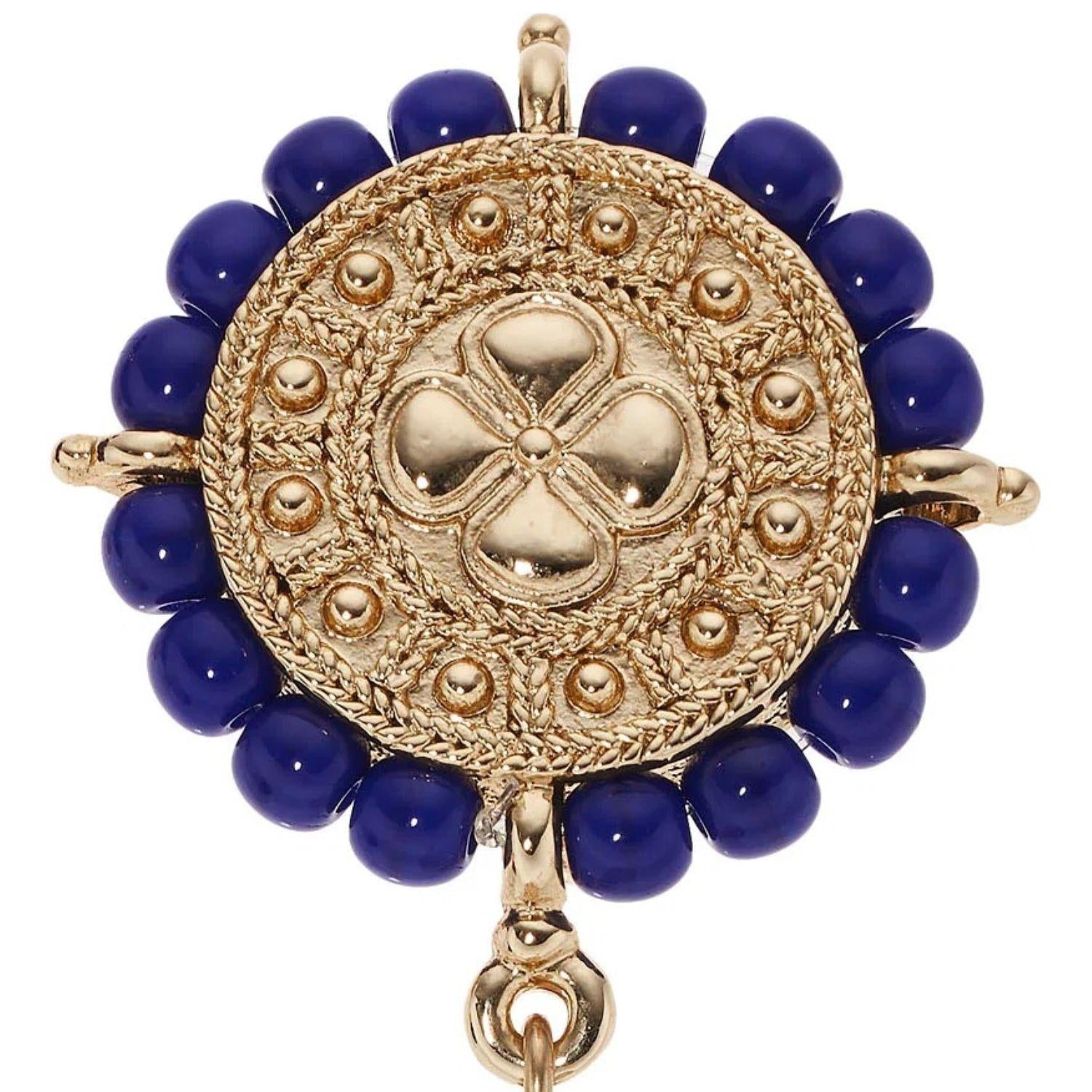 Olivia Riegel Gold Medallion with Lapis Clip Earrings