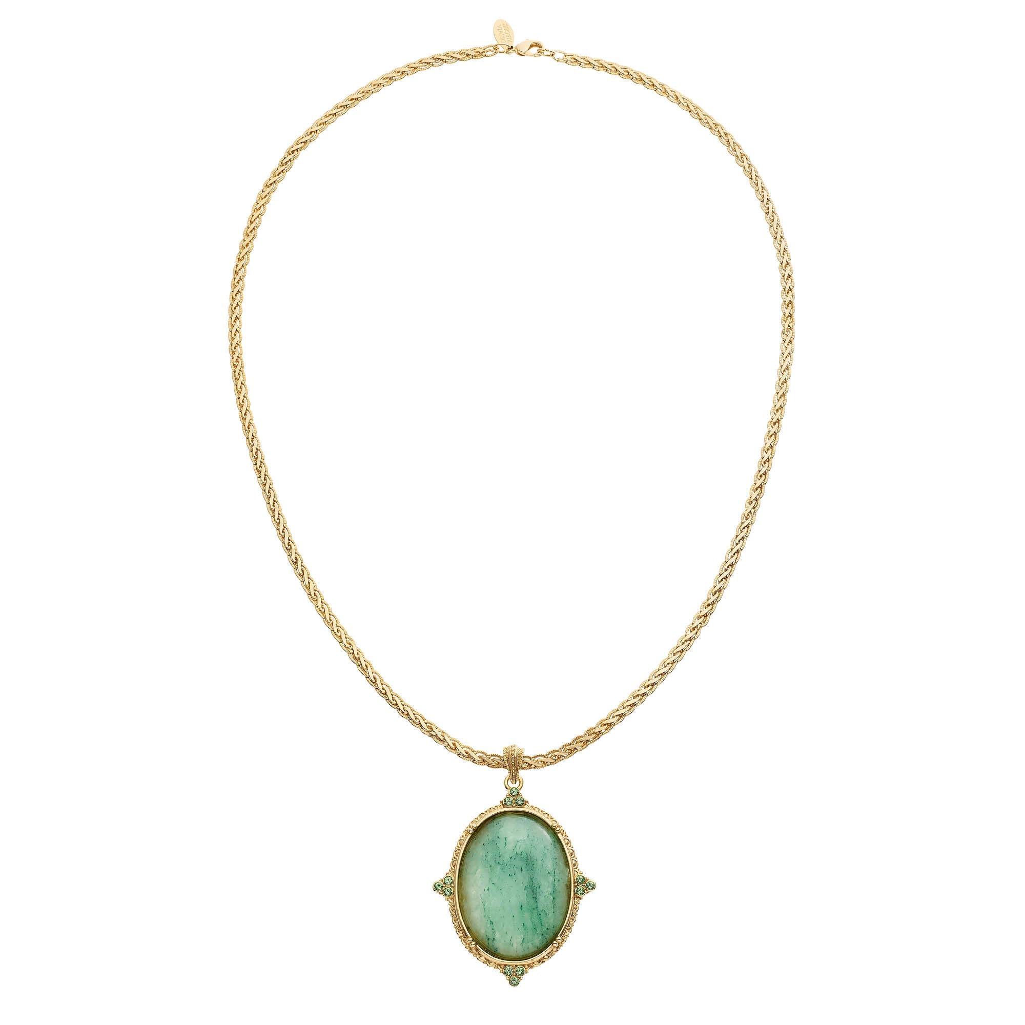 Olivia Riegel Oval Aventurine Pendant Necklace Gold