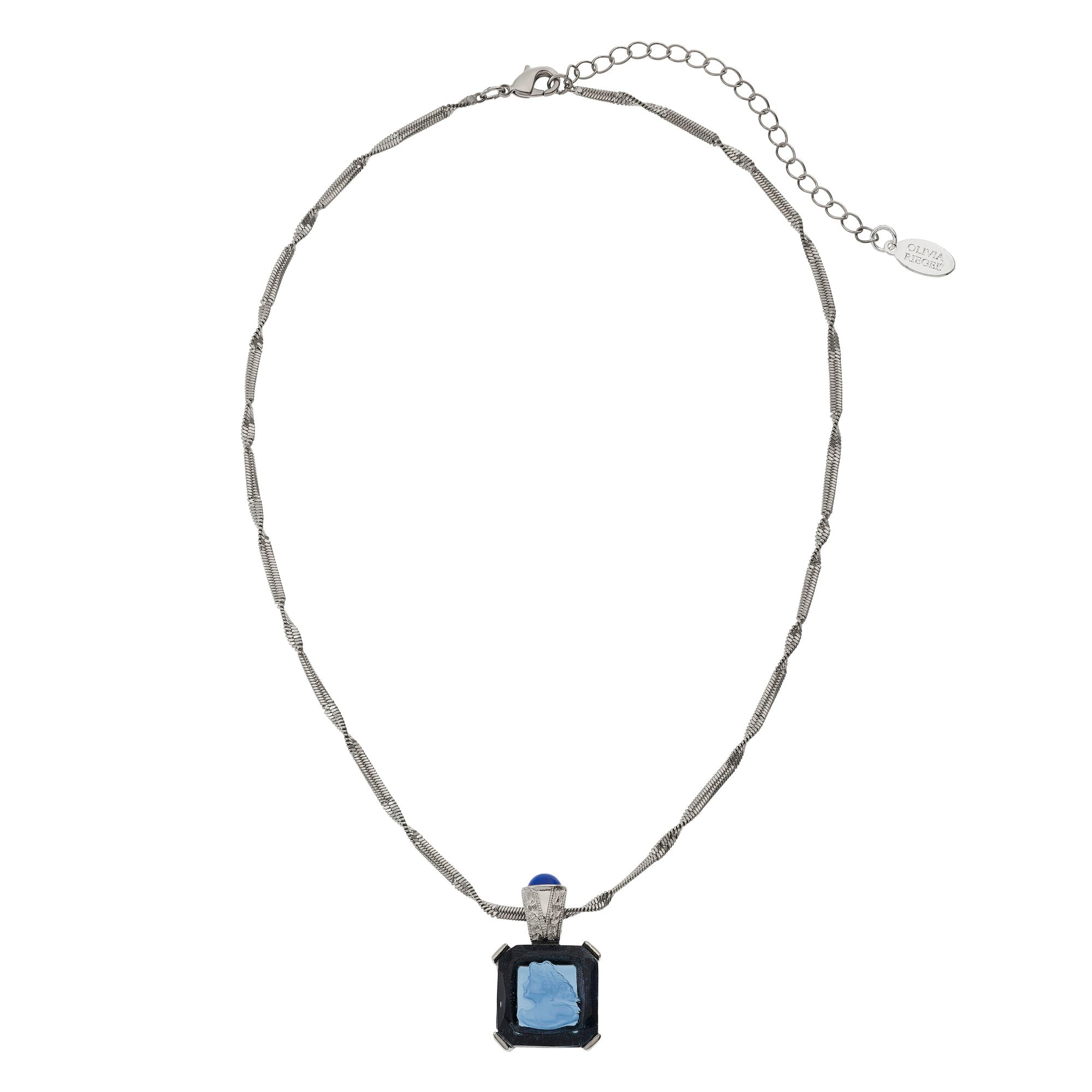 Olivia Riegel Blue Venetian Glass Intaglio Pendant Necklace
