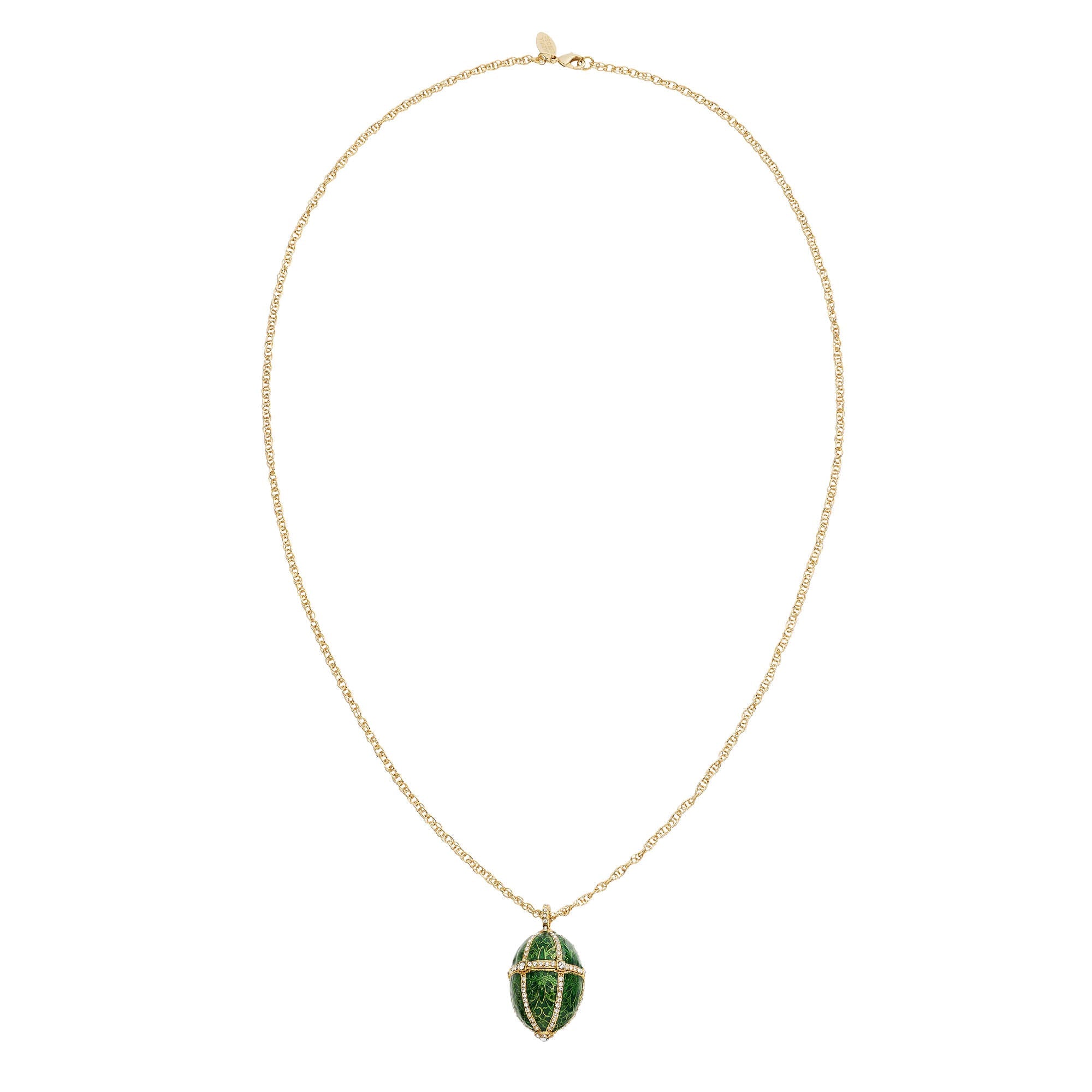 Olivia Riegel Enamel Egg Locket Pendant Necklace Green