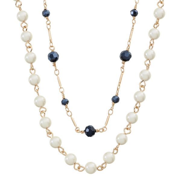 Olivia Riegel Glass Pearl & Hematite Double Strand Necklace