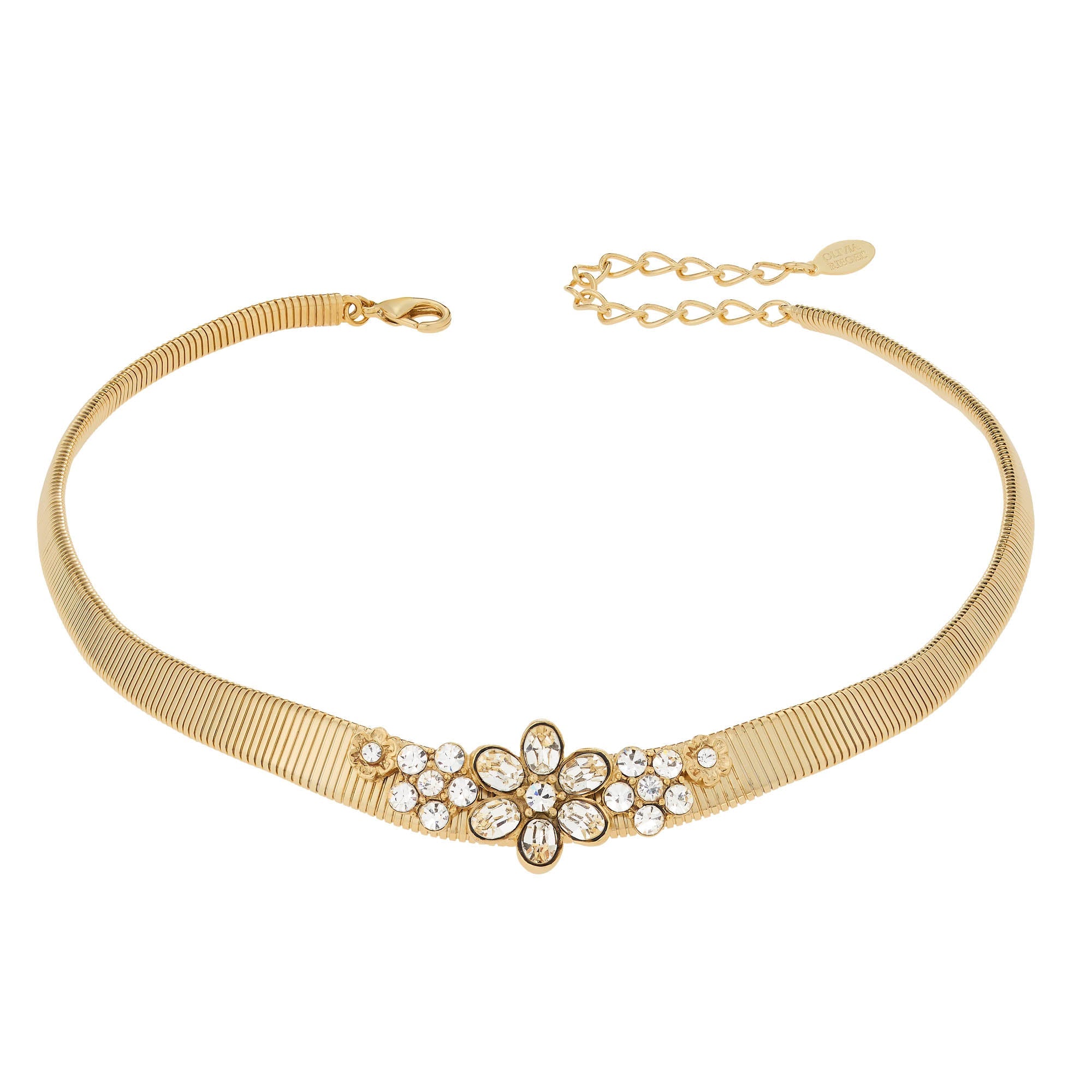 Olivia Riegel Crystal Flower Collar Necklace Gold