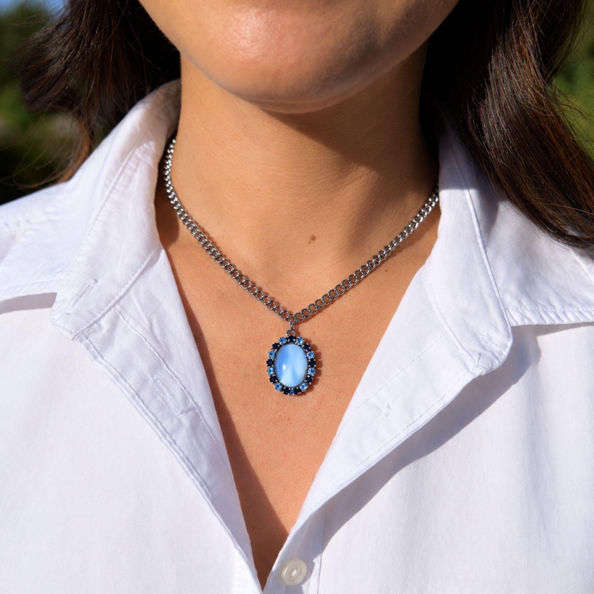 Olivia Riegel Silver Blue Moonstone Pendant Necklace