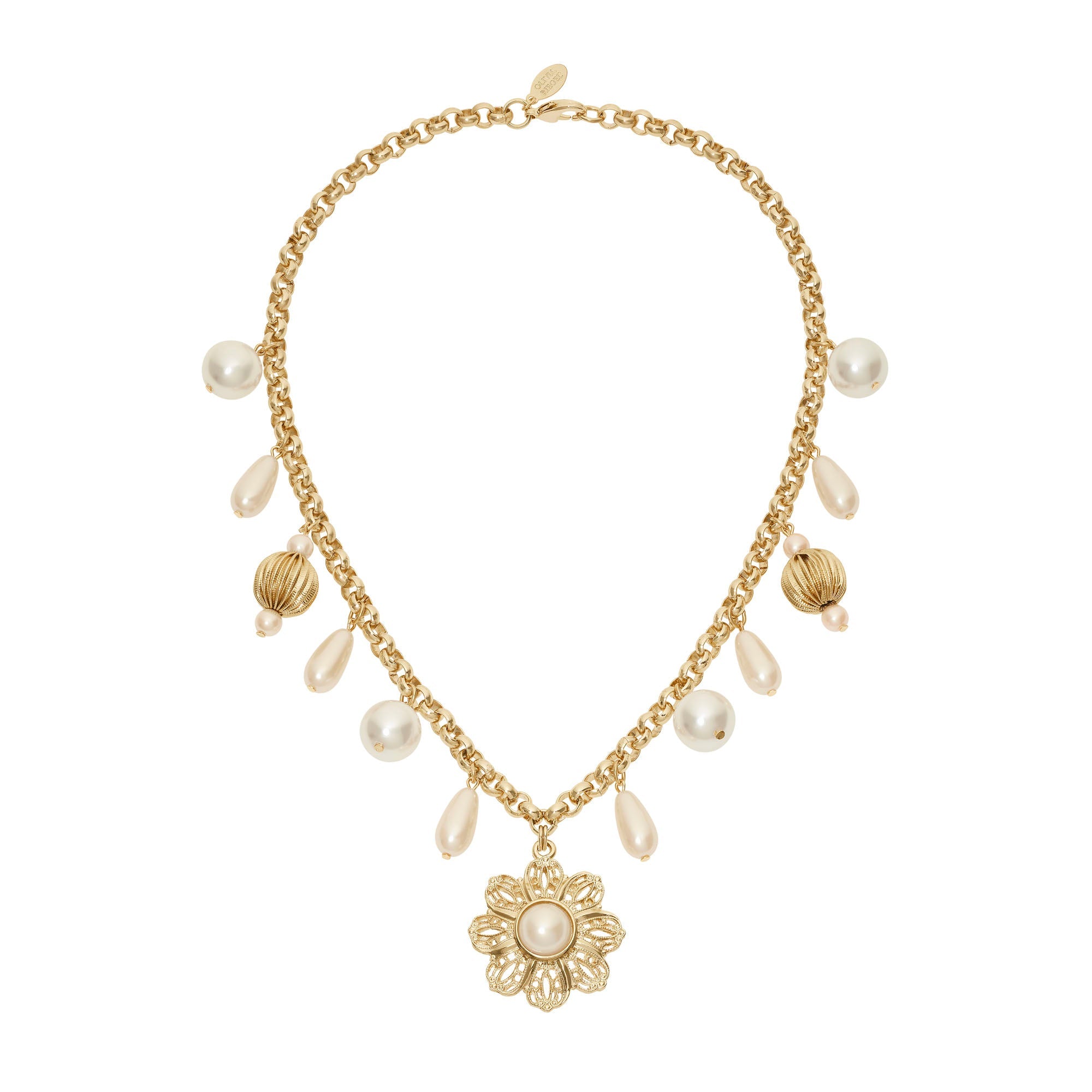 Olivia Riegel Gold Pearl Drop Necklace