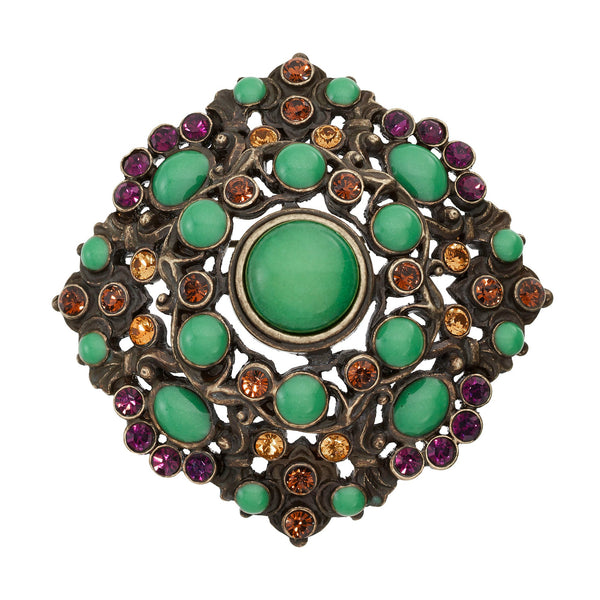 Olivia Riegel Bronze Brooch with Green Jewels