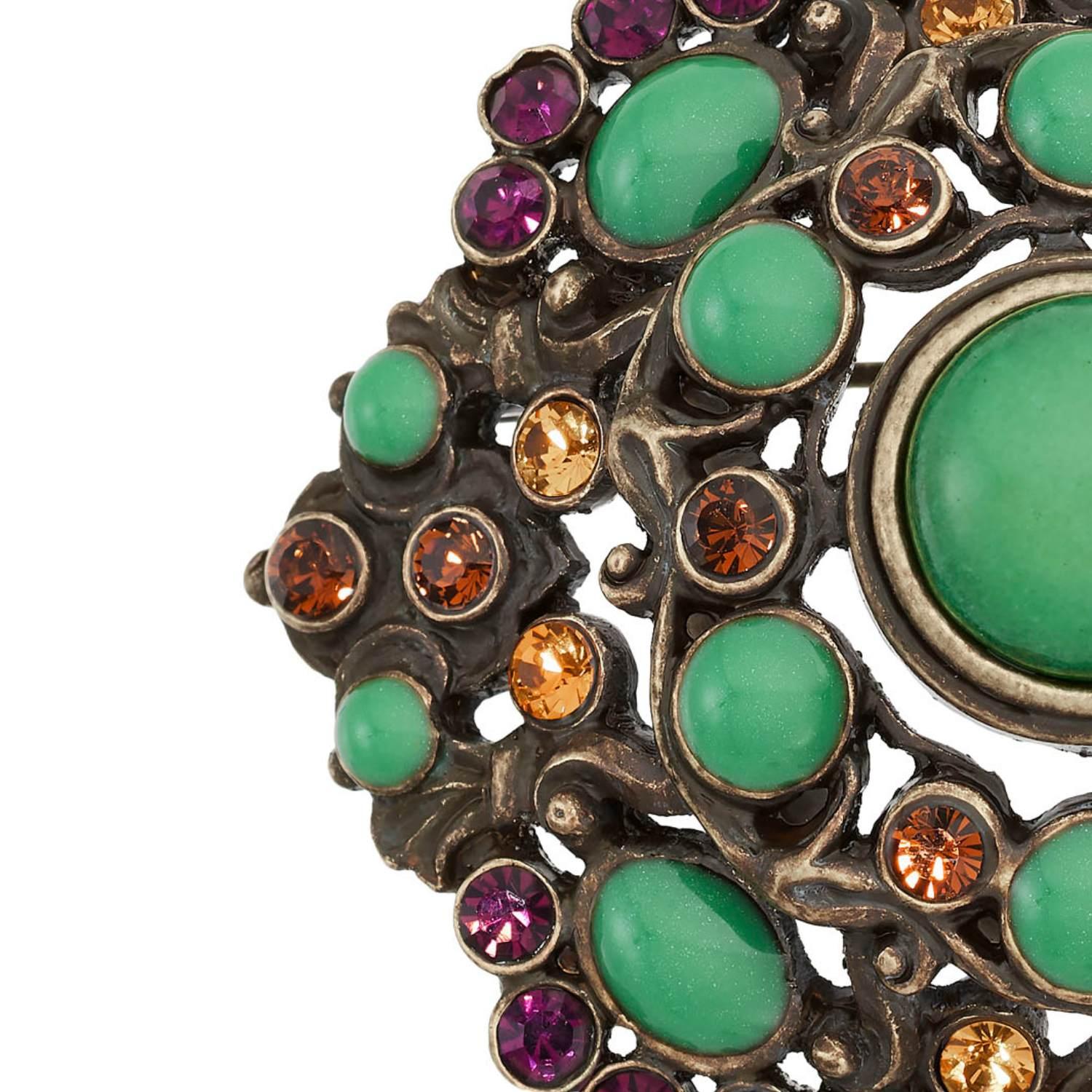 Olivia Riegel Bronze Brooch with Green Jewels