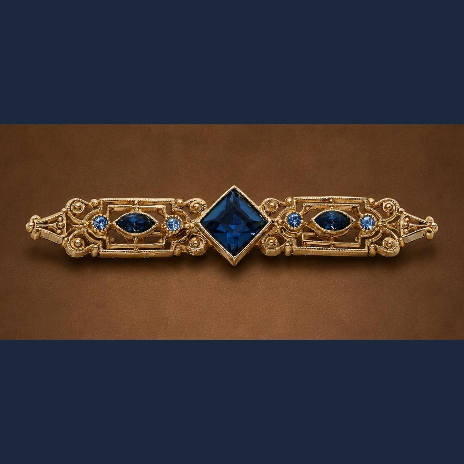Olivia Riegel Bar Brooch with Sapphire Crystals