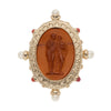 Olivia Riegel Byzantine Revival Amber Intaglio Brooch with Pearls