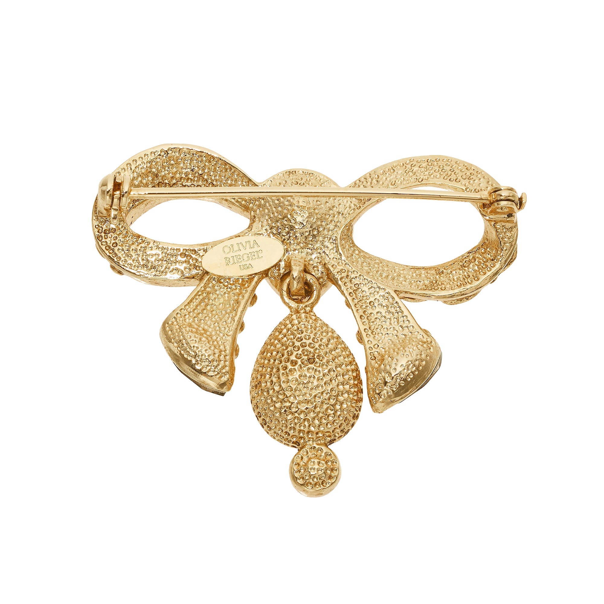 Olivia Riegel Gold Bow Brooch with Crystals