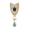 Olivia Riegel Gold Shield Teardrip Brooch with Blue Stones