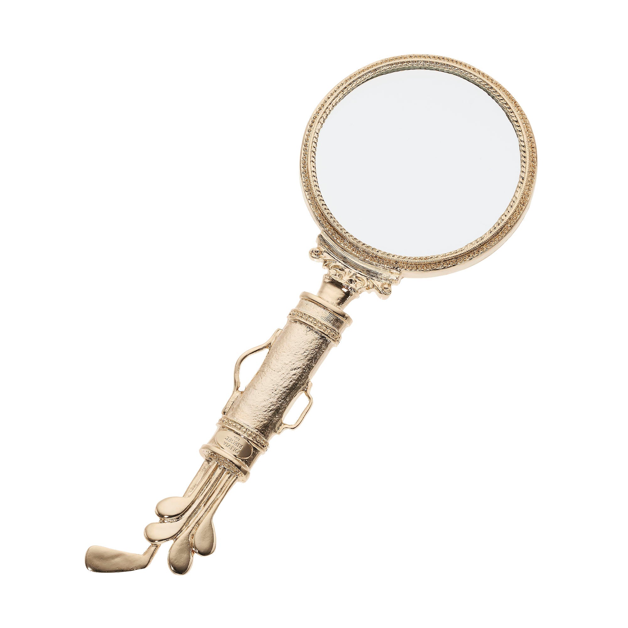 Olivia Riegel Gold Golf Clubs Magnifying Glass