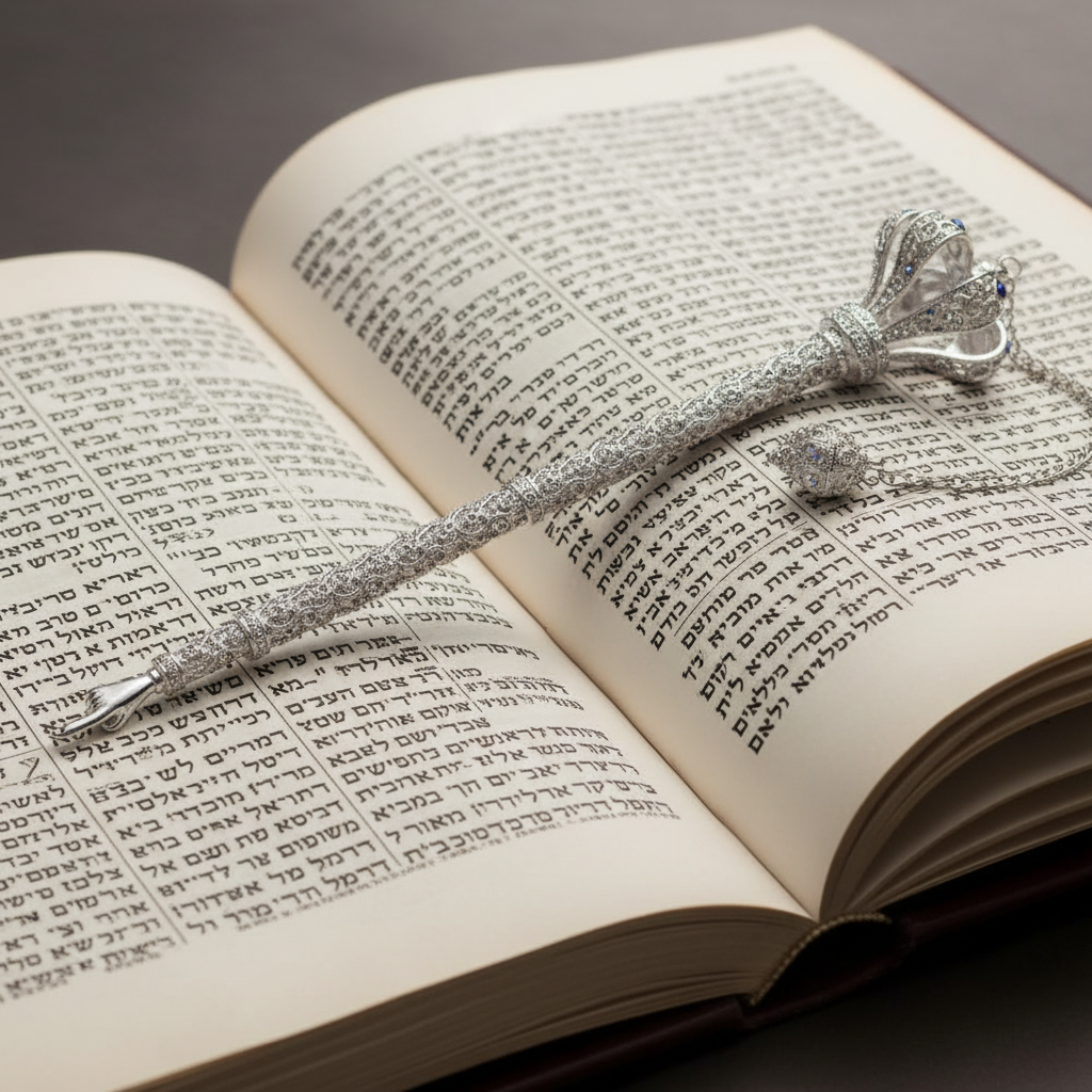 Olivia Riegel Torah Pointer with Sapphire Crystals | Yad Silver