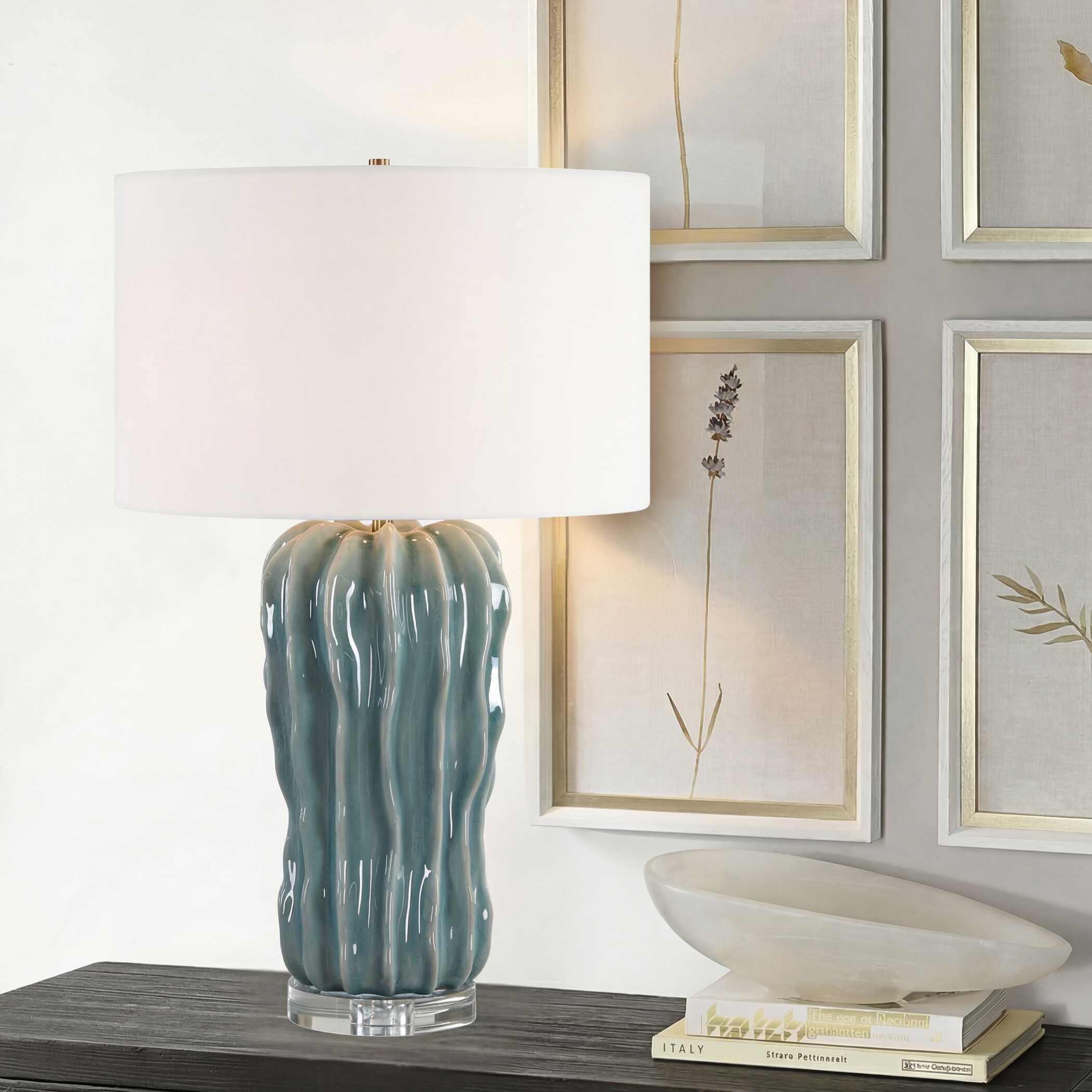 Uttermost Niese Light Blue Glaze Table Lamp