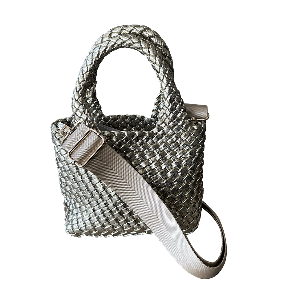 Ahdorned Leah Petite Metallic Woven Tote Assorted